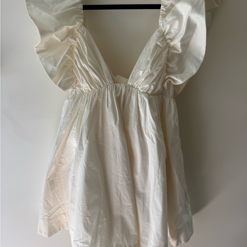 For Love And Lemons Cream Ruffle Dress